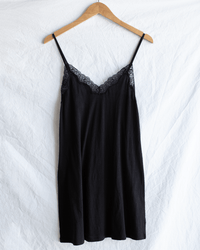 Only Hearts Org Cttn w/ Lace Trim Chemise in Black