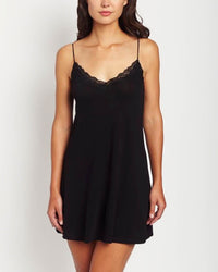 Only Hearts Org Cttn w/ Lace Trim Chemise in Black