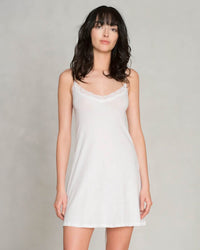 Only Hearts Org Cttn w/ Lace Trim Chemise in White