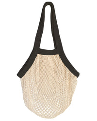 The PILLOWPIA French Market Bag No.2 in Natural with monochrome black handles and trim, made from reusable organic cotton, is shown on a white background.