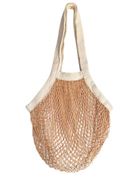 The French Market Bag No.2 in Wheat by PILLOWPIA—an eco-friendly, reusable beige organic cotton bag with sturdy handles—evokes the classic French Market Bag, shown against a white background.
