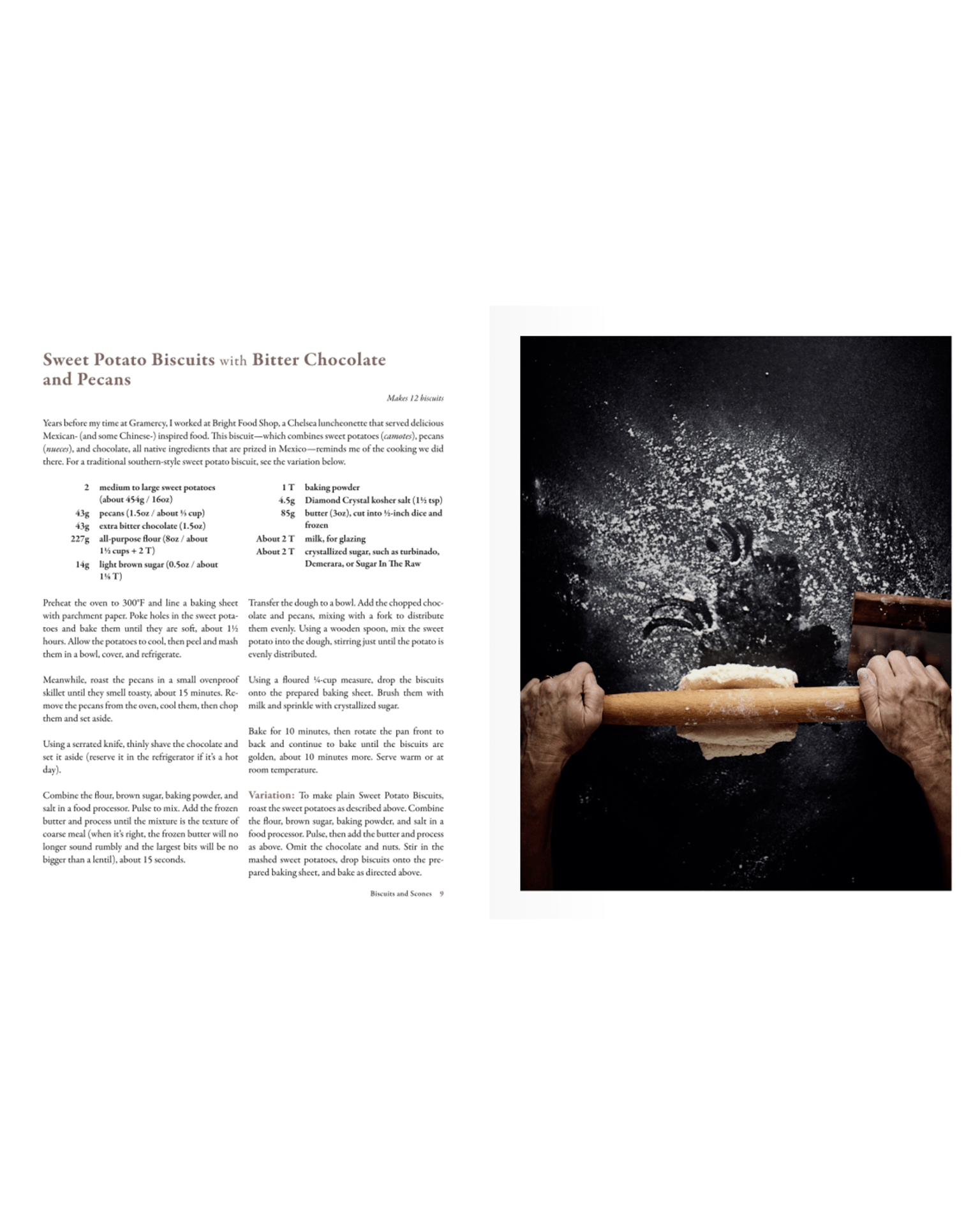 Recipe text appears on the left, while on the right, two hands roll dough with a wooden rolling pin—just like in Delectable from Random House, inspiring home bakers to try new pastry recipes.