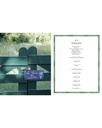 A green gate labeled Le Jardin de Cordelia evokes French country charm in Flower Couture by Random House, featuring a table of contents with a green border on a white background.