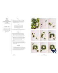Page from a book with text and images of floral arrangements.