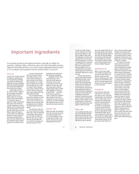 A two-page spread from The Wishbone Kitchen Cookbook by Random House, titled Important Ingredients, describes olive oil, kosher salt, flaky salt, peppercorns, and tomatoes in black text on a white background.