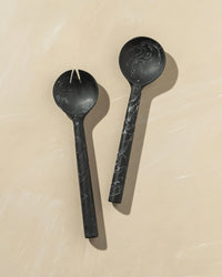 Saarde Flow Salad Servers in Ash Black