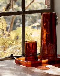 Saarde Kairos Water Glass in Dark Amber