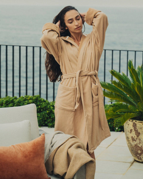 Saarde Nutmeg Vintage Wash Robe - Soft Turkish Cotton – Baske