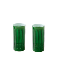 Two Empire Highball Malachite glasses by SIR / MADAM, with vertical indented patterns, are placed side by side on a white background.