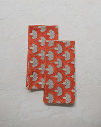 Soil to Studio Home Poppy Orange / O/S Seema Table Napkins S/4 in Poppy Orange