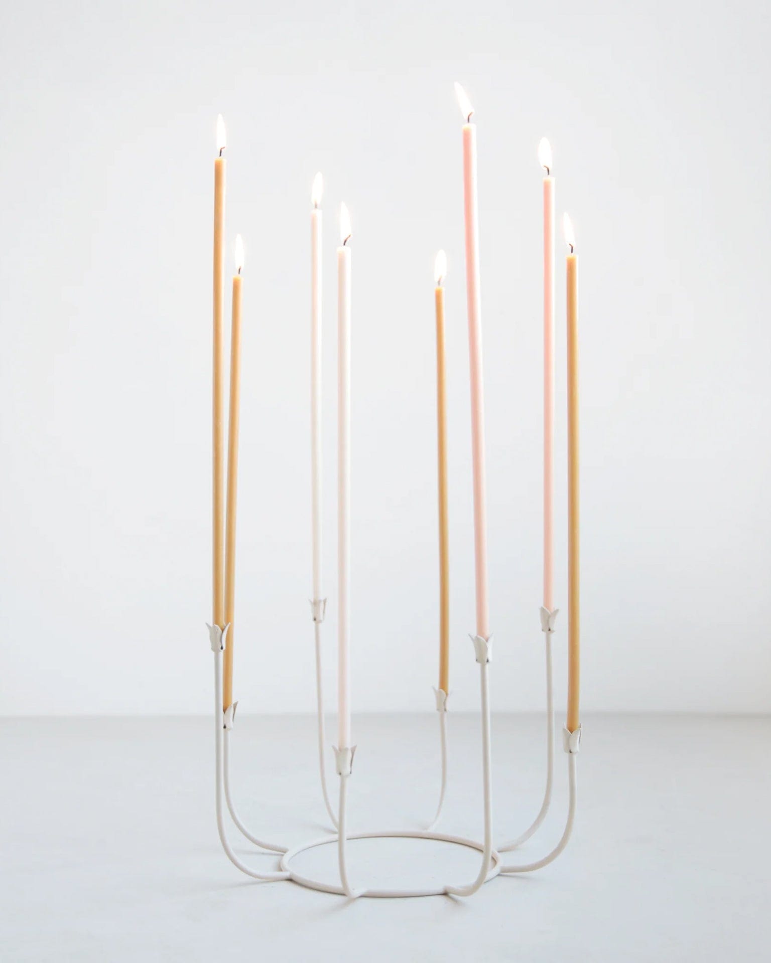 The Floral Society Beacon Long Stem Candelabra in Parchment