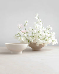 The Floral Society Ceramic Compote Vase in Matte White