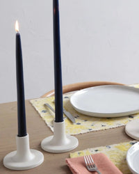 The Floral Society Medium Ceramic Taper Holder in Matte White