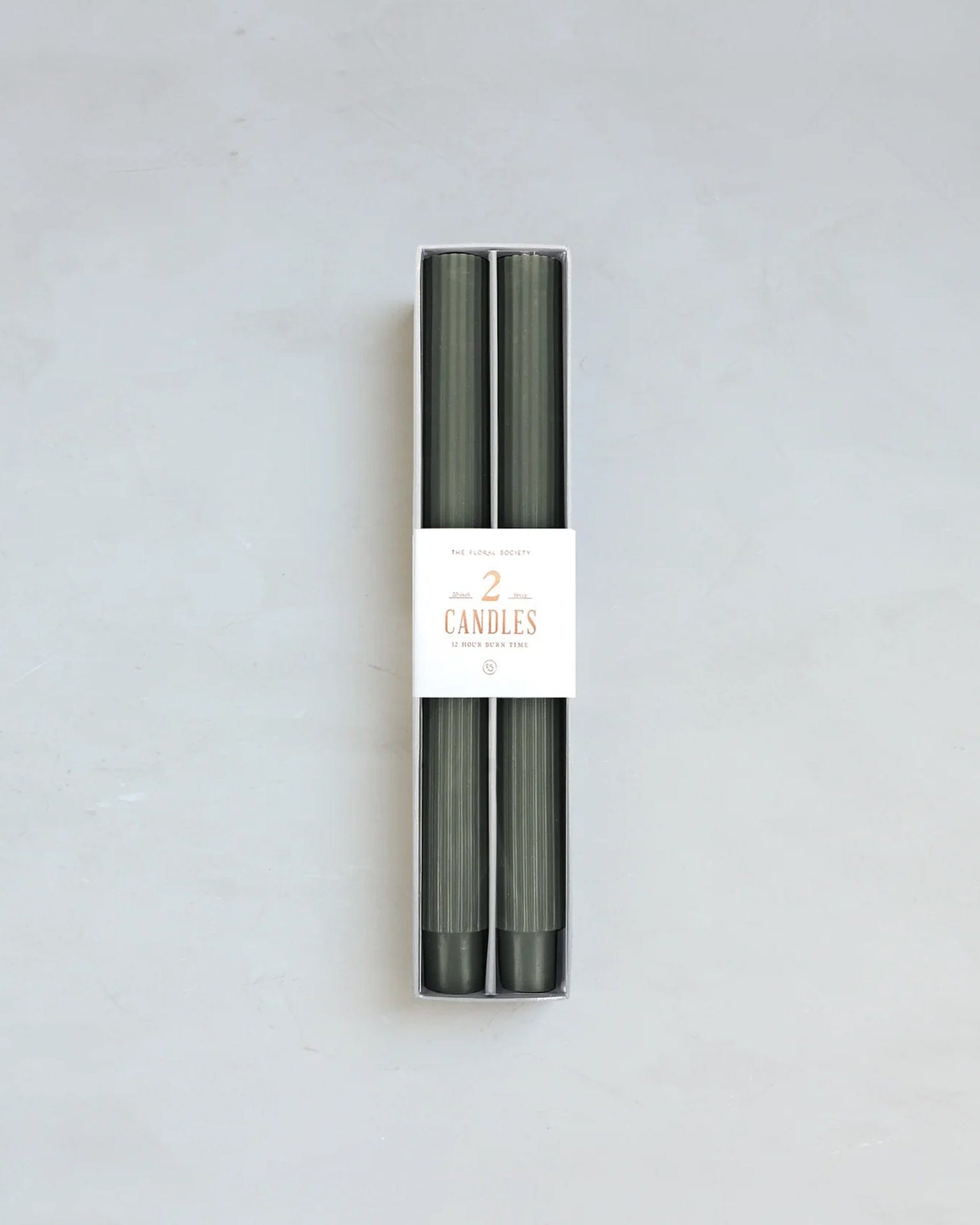 10 Inch Fancy Taper Candles in Moss