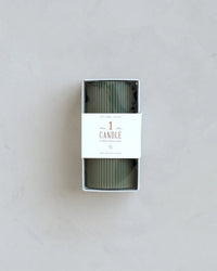 The Floral Society Fancy Ribbed Pillar Candle in Moss