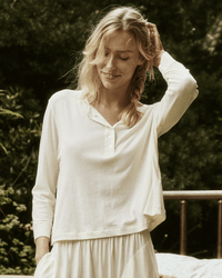 the Great The Crop Sleep Henley in Washed White