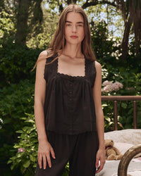 the Great Sleep The Eyelet Tank in Black