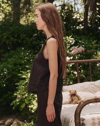 the Great Sleep The Eyelet Tank in Black