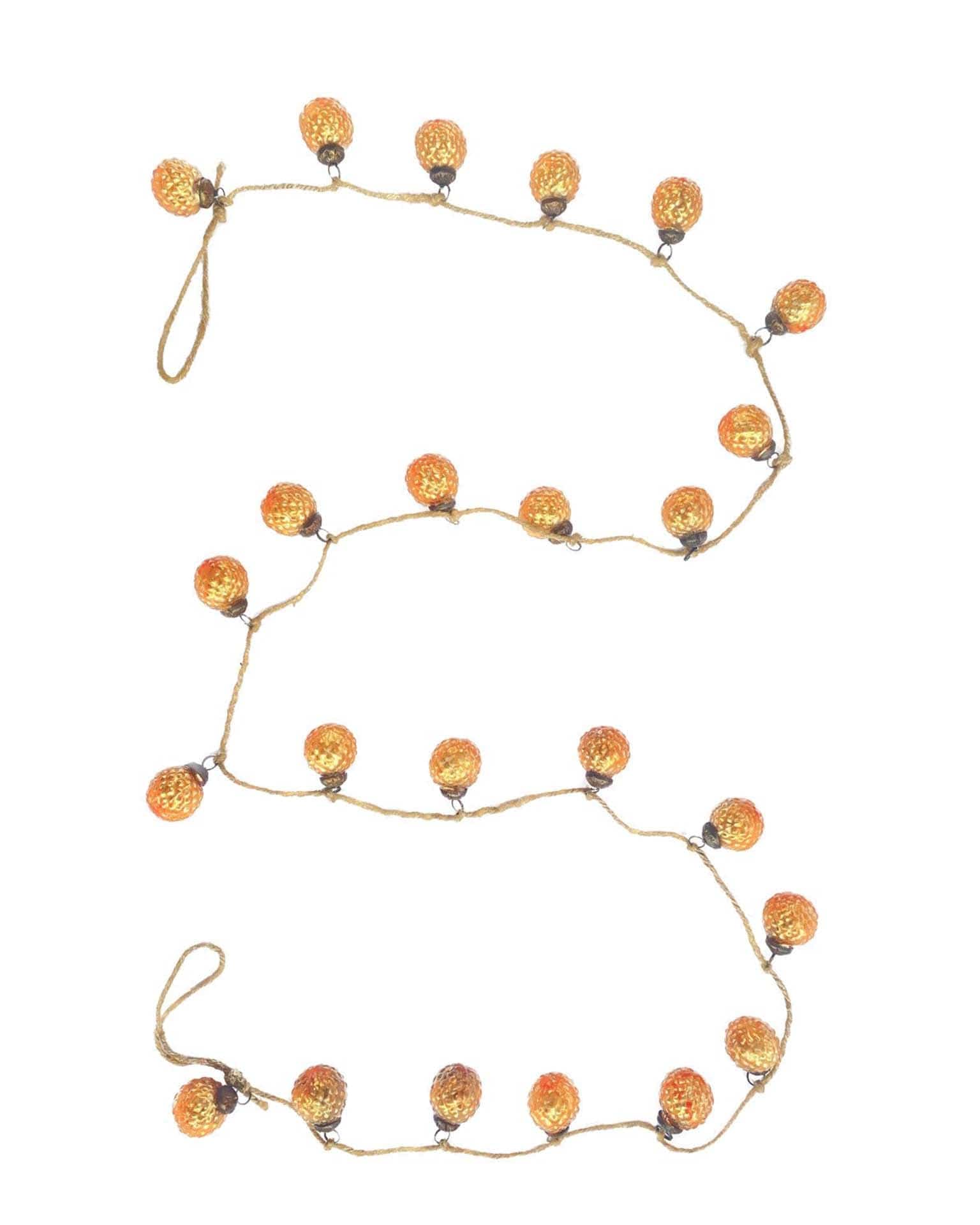 Mercury Glass 1in Ornament Garland, Apricot on Jute