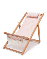 Sling Chair - Teak Natural - Laurens Pink Stripe