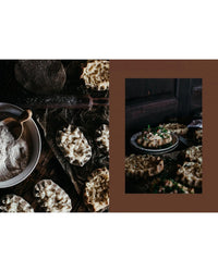 A rustic tabletop showcases mini mashed potato pies, ideal for breakfast, alongside flour, a scoop, and a rolling pin—perfectly capturing the vibe of "Wonderful Morning - Recipes For A Delicious Start To the Day" by Cozy Publishing.