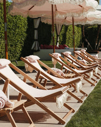 Sling Chair - Teak Natural - Laurens Pink Stripe