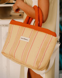 Cloud Cooler Tote Bag - Bistro Papaya Stripe
