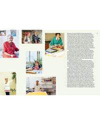 A collage shows elderly women in kitchens and living rooms—some cooking authentic Italian dishes, others sitting or standing—with an introductory text block, promoting Pasta Grannies: Comfort Cookbook by Chronicle Books.