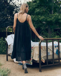 The Eyelet Ruffle Tank Night Dress in Black