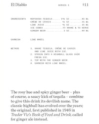 Explore The Cocktail Cabinet: Tequila by Random House for classic recipes like El Diablo—featuring spicy, rosy tequila flavors, garnish tips, and mixing methods—ideal for mezcal fans or upgrading your cocktail recipe cards.