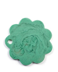 Green 9in Scallop Resin Cheese/Charcuterie Board by Casa Amarosa, featuring a marbled texture and small circular hole near the edge, displayed on a white background.