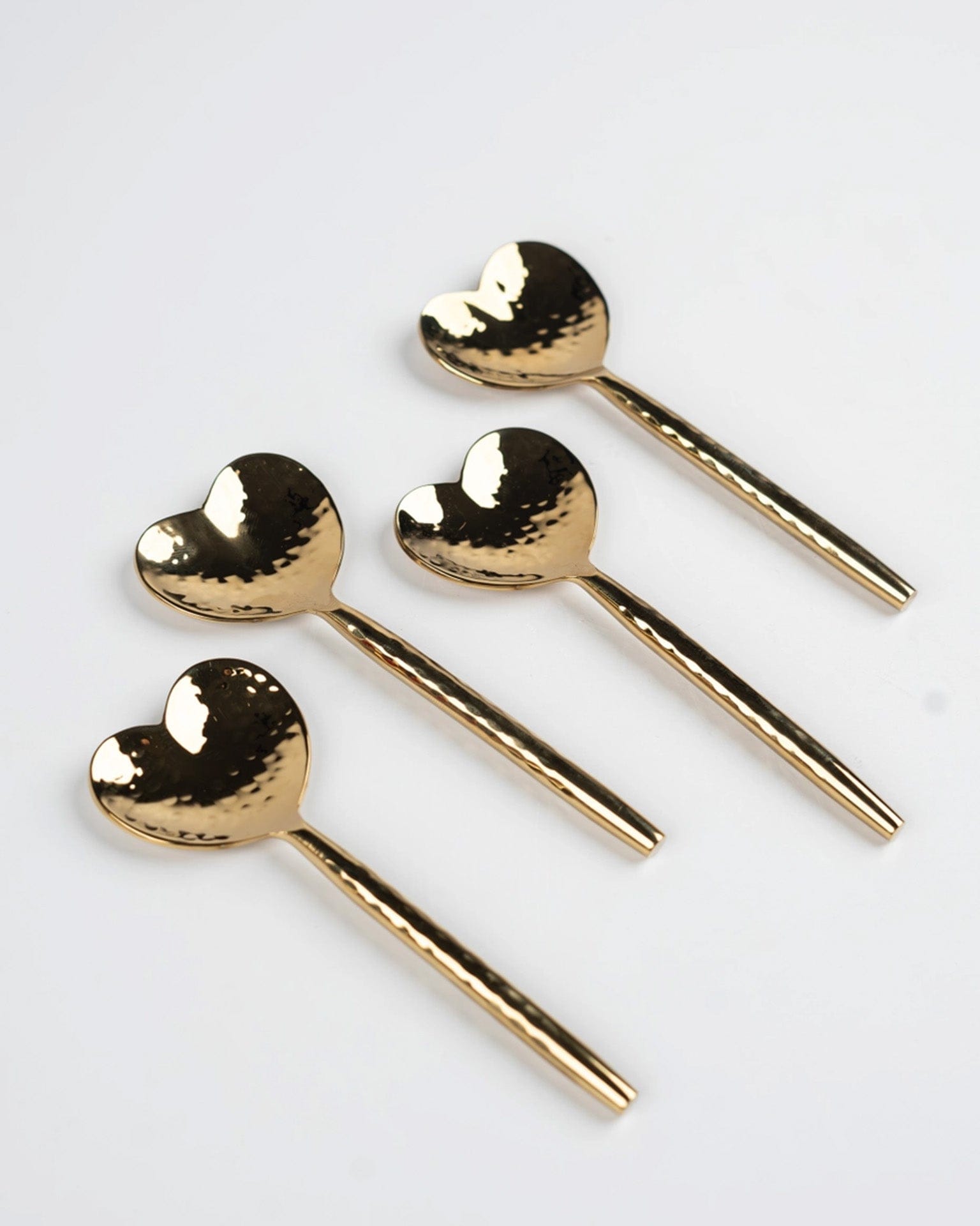 Heart Shaped Brass Cocktail Spoons S/4