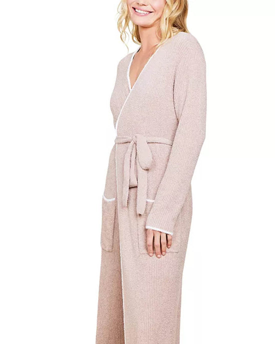 Barefoot Dreams CCL Contrast Ribbed Robe in Willow/Pearl