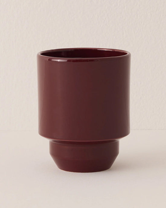 Bergs Potter Hoff Glazed 7.1 inch Pot in Deep Burgundy 