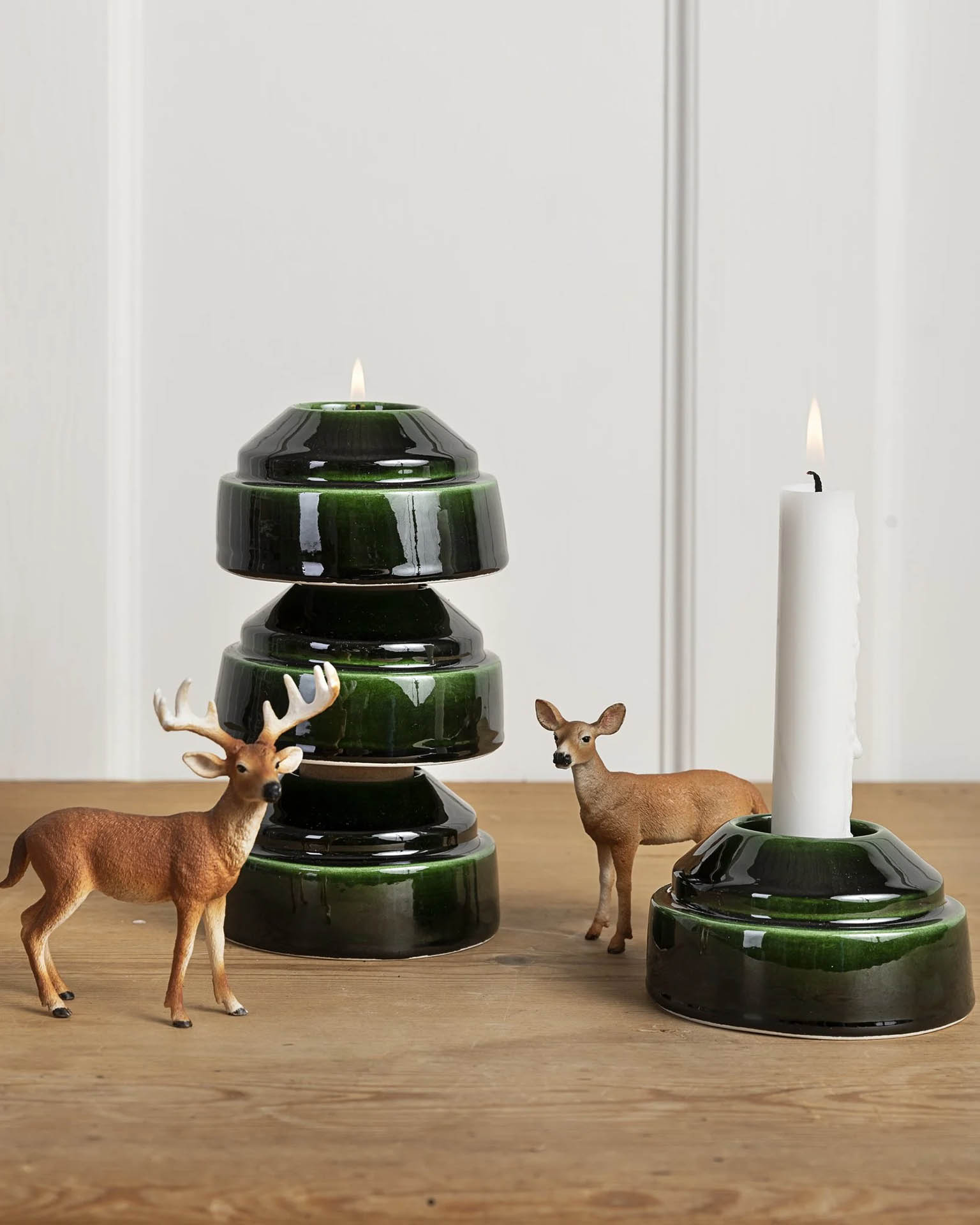 Bergs Potter Hoff Glazed Emerald Green Candleholder - Thumbnail 3