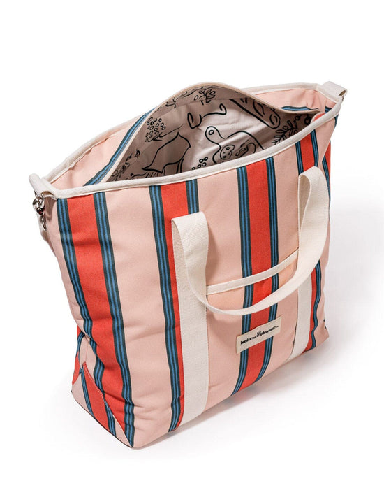 Business & Pleasure Co Cooler Tote Bag - Bistro Dusty Pink Stripe 