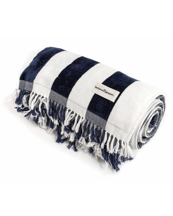 Business & Pleasure Co Holiday Beach Blanket - Navy Capri Stripe 