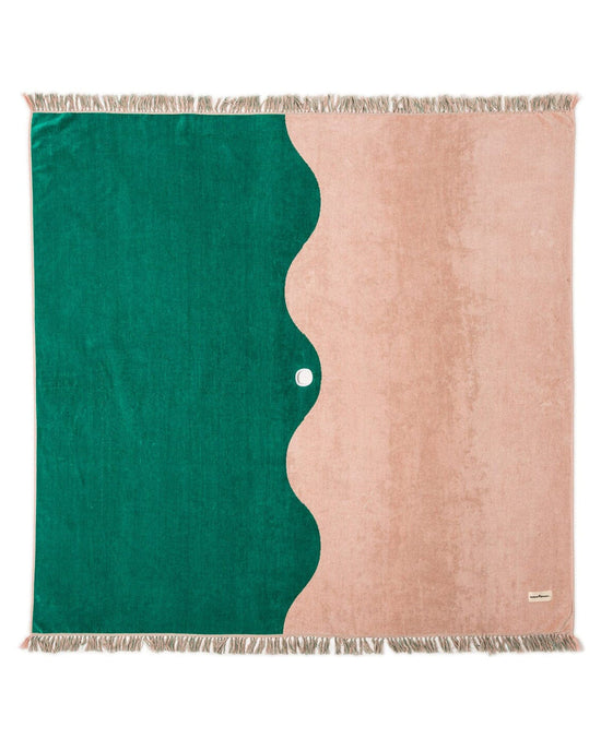 Business & Pleasure Co Holiday Beach Blanket - Ocean Green & Pink Stripe 