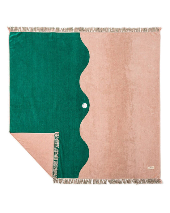 Business & Pleasure Co Holiday Beach Blanket - Ocean Green & Pink Stripe 