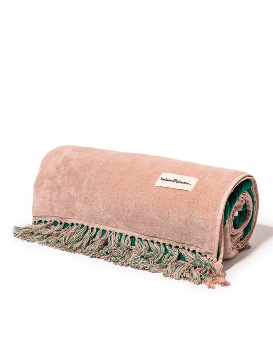 Business & Pleasure Co Holiday Beach Blanket - Ocean Green & Pink Stripe 