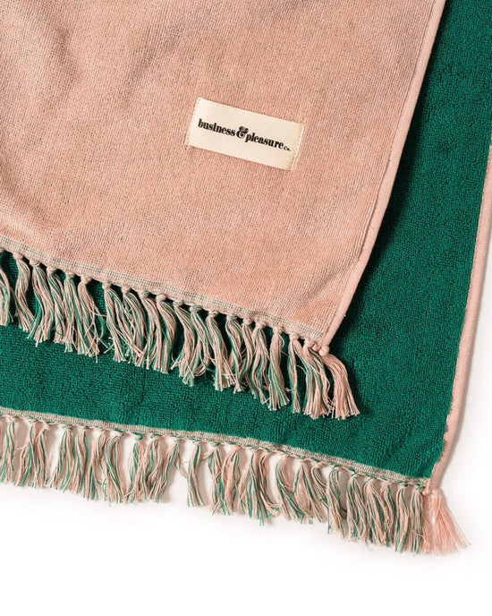 Business & Pleasure Co Holiday Beach Blanket - Ocean Green & Pink Stripe 