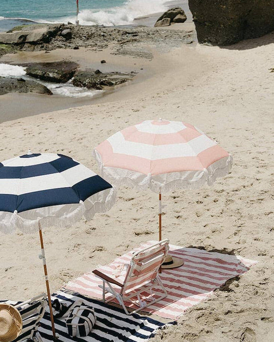 Business & Pleasure Co Holiday Beach Blanket - Pink Capri Stripe 