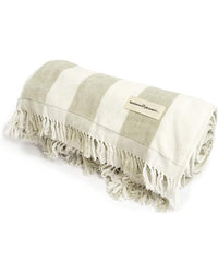 Business & Pleasure Co Home Holiday Beach Blanket - Sage Capri Stripe