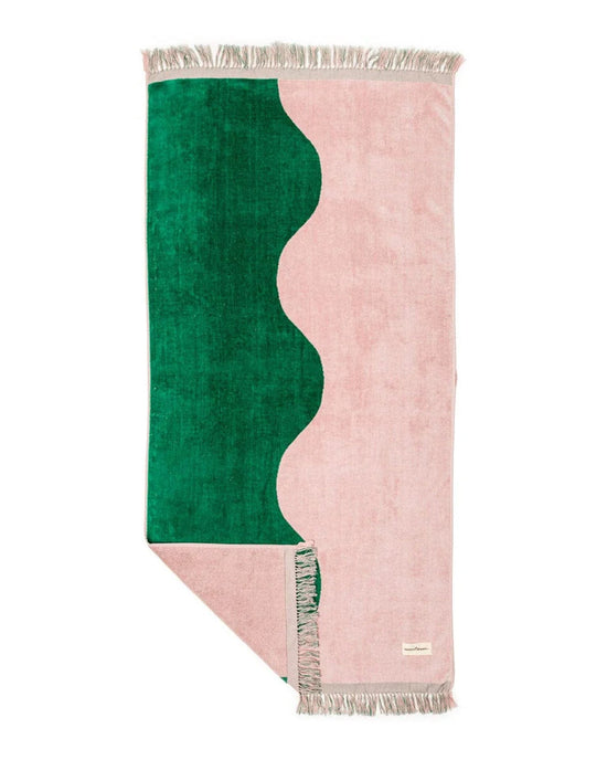 Business & Pleasure Co Holiday Beach Towel - Ocean Green & Pink Stripe 