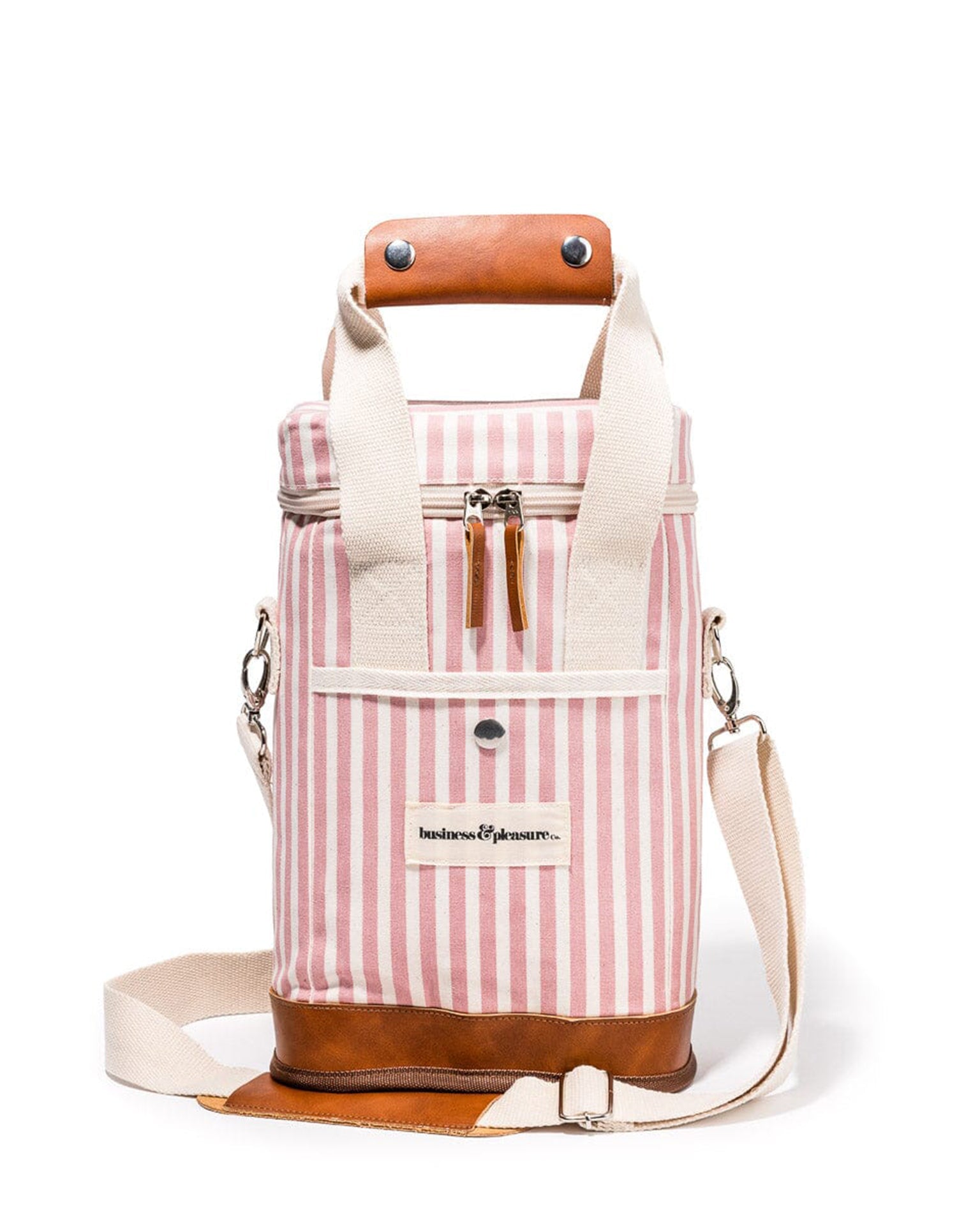 Wine Cooler Tote Bag - Laurens Pink Stripe