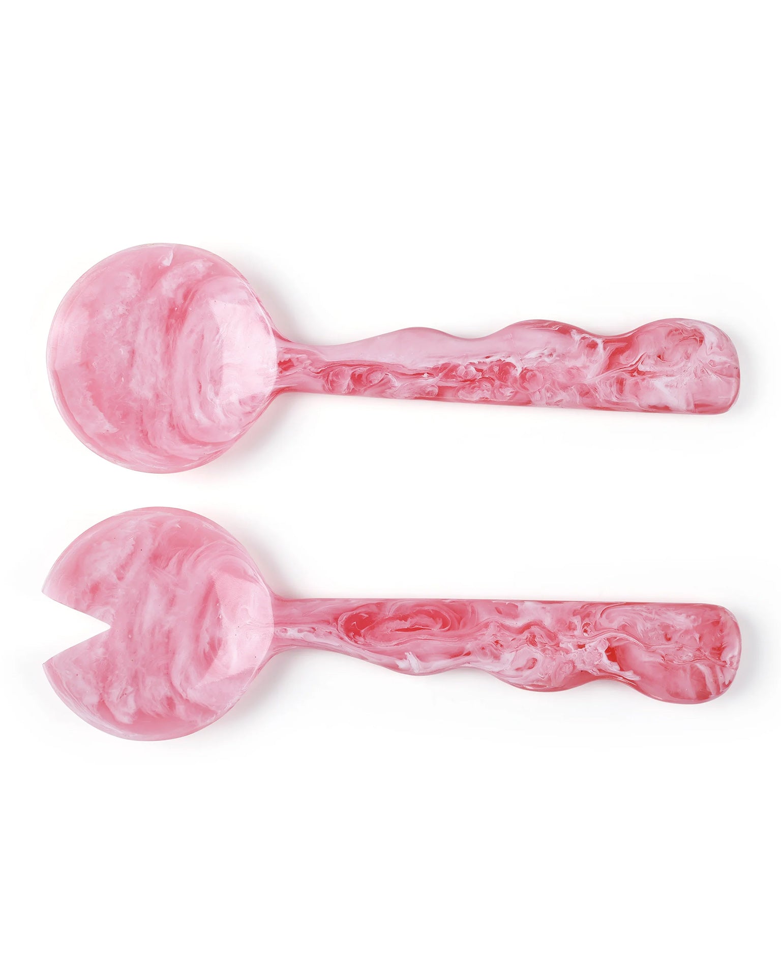 Resin Salad Server Set in Pink Ivory