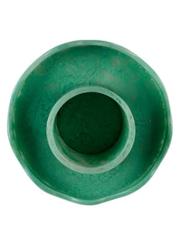 Top view of Casa Amarosa’s Scallop Resin Cake Stand in Green, featuring a round, marbled resin design with a wide rim and central opening, creating an elegant jade-inspired look.