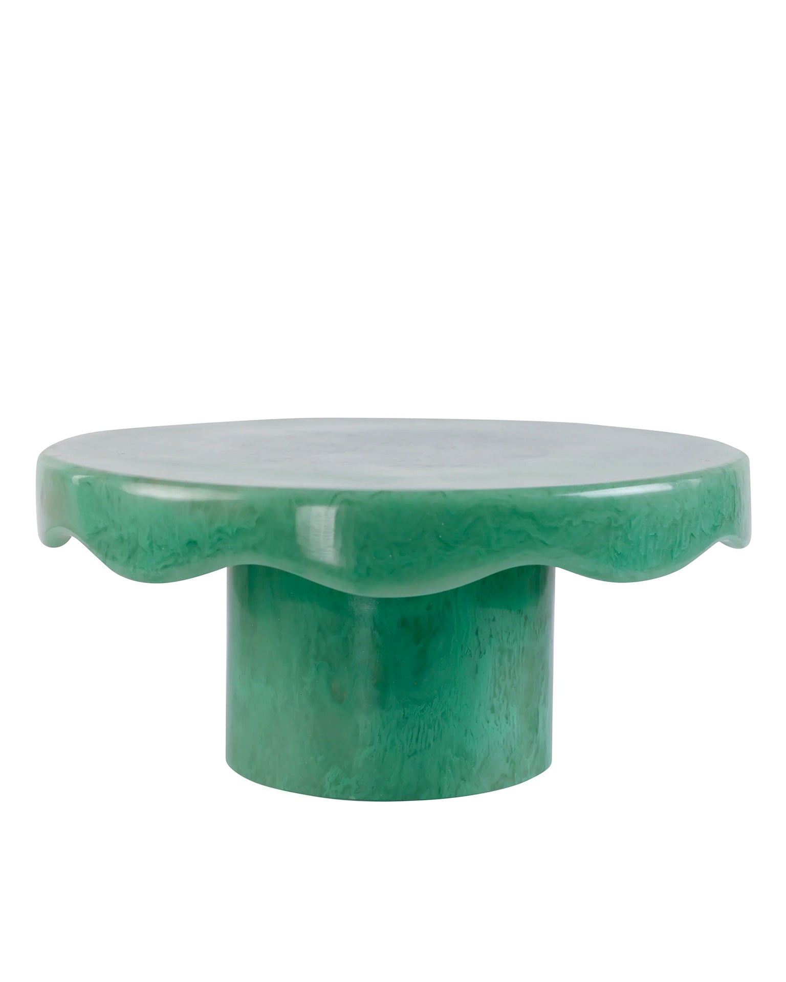 Scallop Resin Cake Stand in Green