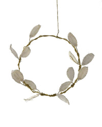 Cody Foster Home White Velvet Leaf Wreath Ornament