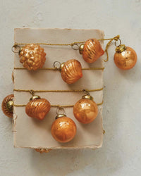 creativeco-op HOME 72inch Length / 2 inch Mercury Glass 2in Ornament Garland, Apricot on Gold Cord